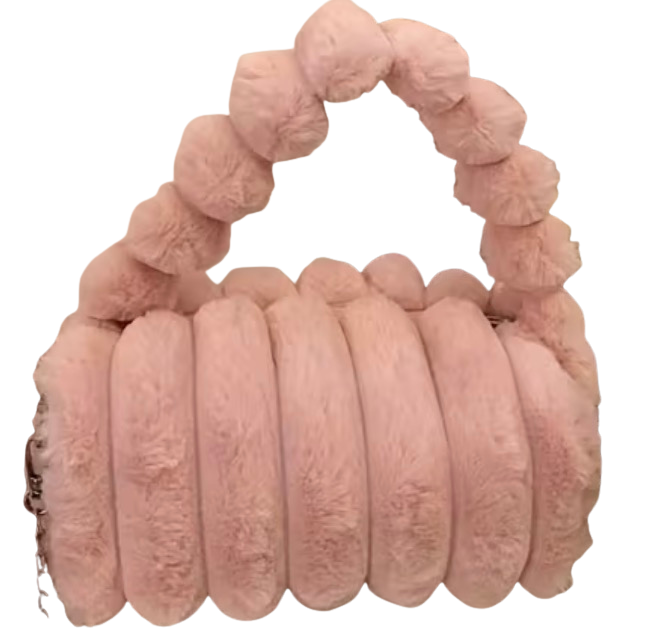 Pink Plush Faux Fur handbag/ crossbody